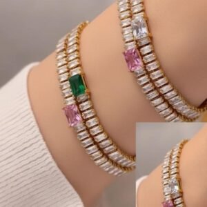 Emerald Tanis Bracelet - Pink (Stainless Steel)