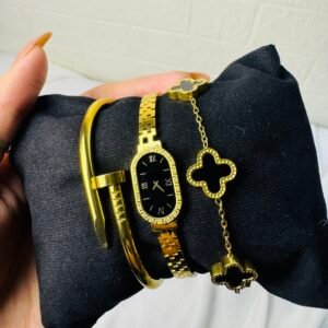 3-Piece Hand Cuff & Bracelet Set (Stainless Steel)
