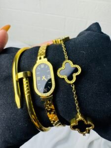 3-Piece Hand Cuff & Bracelet Set (Stainless Steel) product photo 4 | Glossy.pk Pakistan