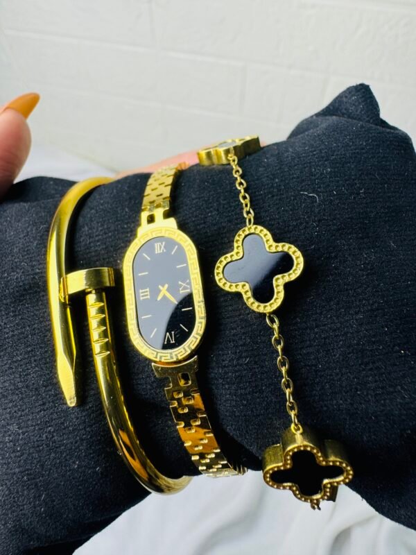 3-Piece Hand Cuff & Bracelet Set (Stainless Steel) product photo 4 | Glossy.pk Pakistan