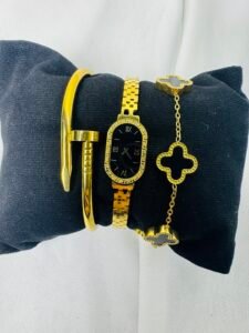 3-Piece Hand Cuff & Bracelet Set (Stainless Steel) product photo 2 | Glossy.pk Pakistan