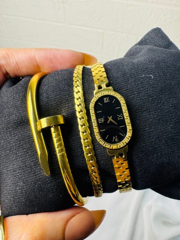 3-Piece Hand Cuff & Bracelet Combo (Stainless Steel) product photo 4 | Glossy.pk Pakistan