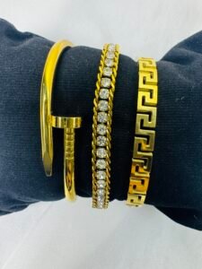 3-Piece Hand Cuff & Bracelet Set – Polished Finish product photo 2 | Glossy.pk Pakistan