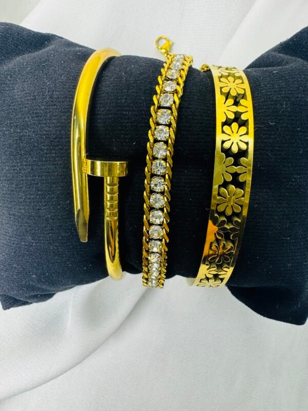 3-Piece Hand Cuff & Bracelet Combo — Style 3 product photo 3 | Glossy.pk Pakistan