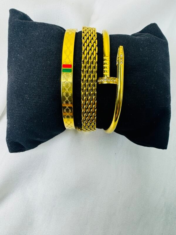 Stainless 3pc Hand Cuff Bracelet Set product photo 3 | Glossy.pk Pakistan