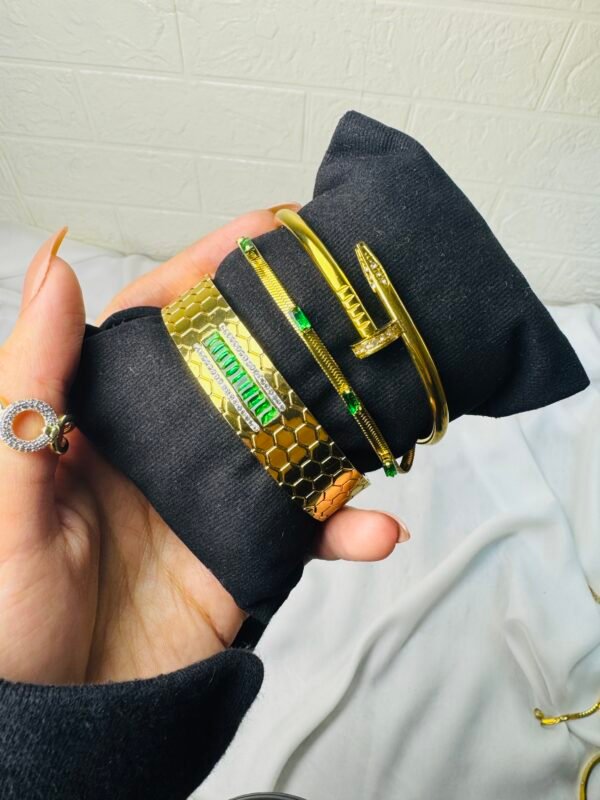 3pc Hand Cuff & Bracelet Combo (Stainless) product photo 3 | Glossy.pk Pakistan