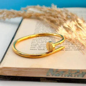 Plain Gold-Plated Nail Bangle (Stainless Steel)