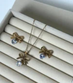 New zircon bow earrings and necklace