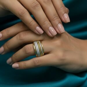 Chunky stone-set adjustable ring — statement piece