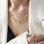 7 pc flower Necklace-Pendent- GOLD - Image 4