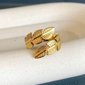 Chunky Leafy Adjustable Ring (Statement)