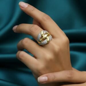 Chunky stone-set adjustable ring — modern finish