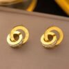 Double Ring Roman Numeral Earrings - Stainless Steel product photo 2 | Glossy.pk Pakistan