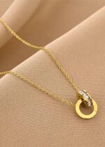 Double Ring Roman numeral Pendent- GOLD - Image 3