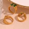4-Stone Heart Ring (Green Stones) — jewellery from Glossy.pk, Pakistan