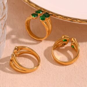 4-Stone Heart Ring (Green Stones)