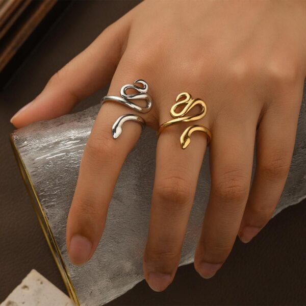 Gold-Tone Mini Snake Ring — Stainless Steel product photo 4 | Glossy.pk Pakistan
