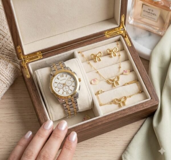 Watch & Bow Set — Rolex-style Combo — watch and bracelet set | Glossy.pk