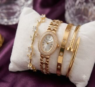 Watch, Tulip Bracelet and Cartier-style Set Combo — jewellery from Glossy.pk, Pakistan
