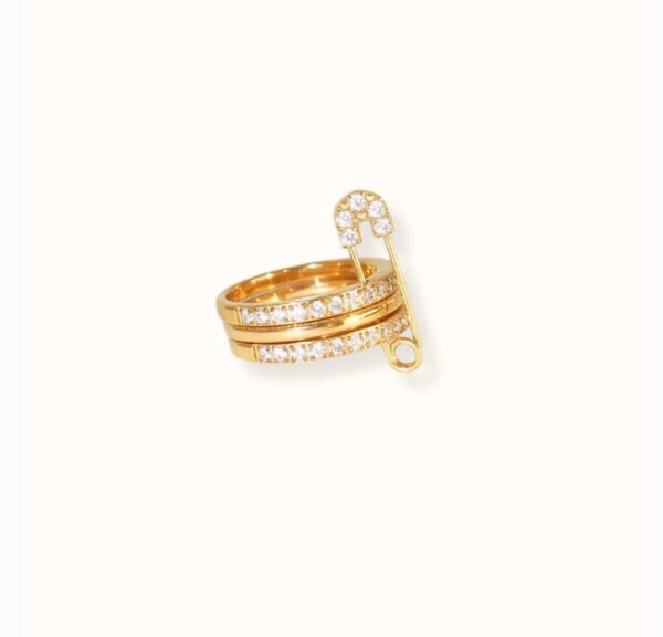3 Layered- Safety pin trendy RING anti-tarnish jewellery from Glossy.pk, Lahore