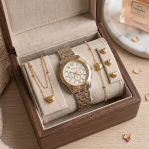 Watch & Heart Bracelet Set — Tarnish-Free