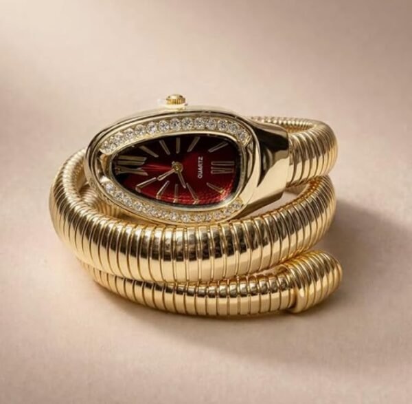 BVLGARI Snake Watch-Maroon Dial Gold Chain anti-tarnish jewellery from Glossy.pk, Lahore