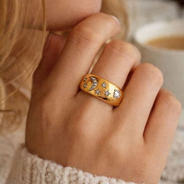 Waterproof Stainless Steel Rhinestone Ring product photo 4 | Glossy.pk Pakistan
