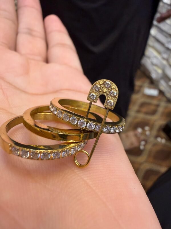 3 Layered- Safety pin trendy RING anti-tarnish jewellery from Glossy.pk, Lahore