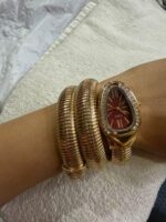 BVLGARI Snake Watch-Maroon Dial Gold Chain - Image 2