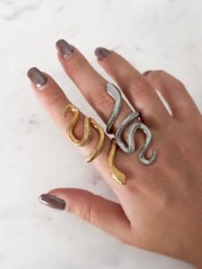 Chunky Snake Ring — Silver Tone (Stainless Steel) product photo 3 | Glossy.pk Pakistan