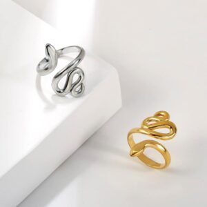 Silver-Tone Mini Snake Ring — Stainless Steel