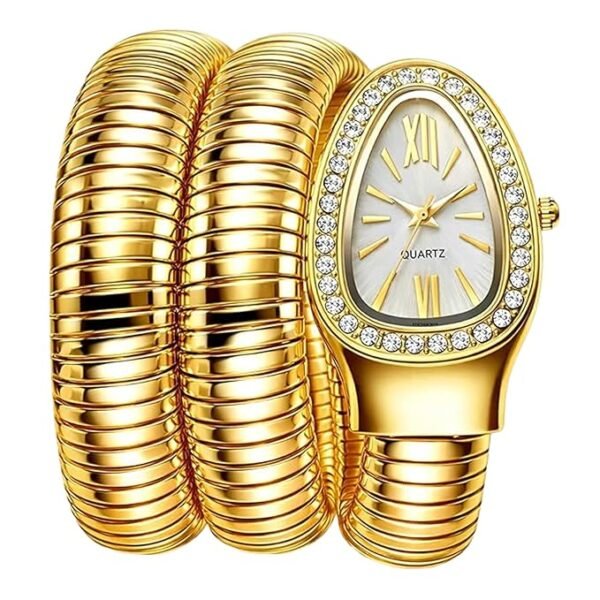 BVLGARI Snake Watch-White Dial Gold Chain anti-tarnish jewellery from Glossy.pk, Lahore