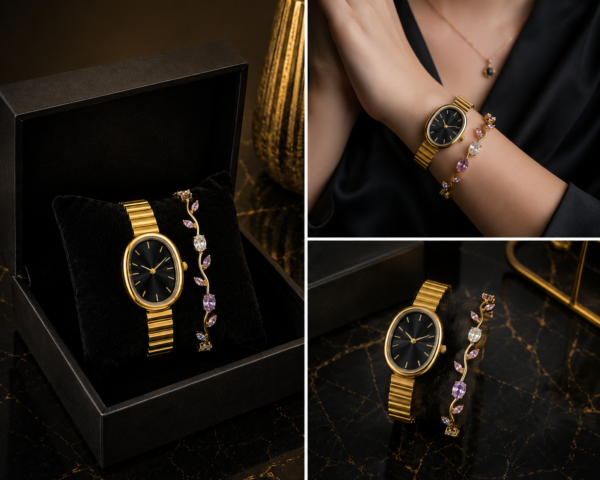 Naidu Watch & Tulip Combo — Black Dial product photo 2 | Glossy.pk Pakistan