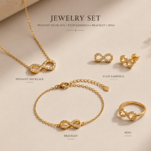 Trendy Infinity Jewellery Set — Bracelet & Earrings Combo