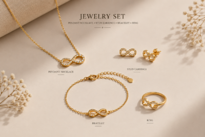 Trendy Infinity Jewellery Set — Bracelet & Earrings Combo — jewellery from Glossy.pk, Pakistan