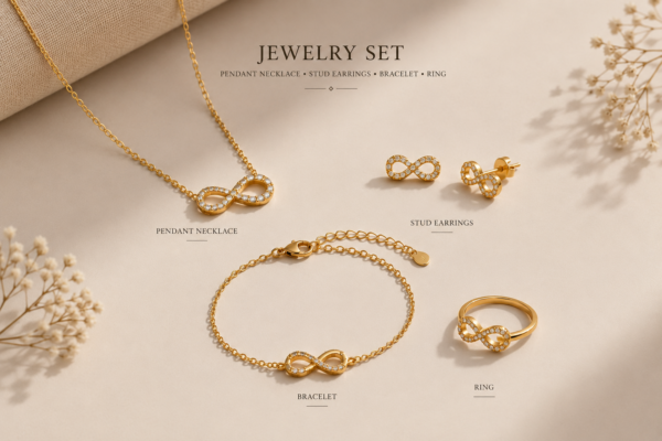 Trendy Infinity Jewellery Set — Bracelet & Earrings Combo — jewellery from Glossy.pk, Pakistan