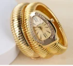BVLGARI Snake Watch-White Dial Gold Chain - Image 5