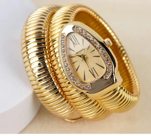 BVLGARI Snake Watch-White Dial Gold Chain anti-tarnish jewellery from Glossy.pk, Lahore