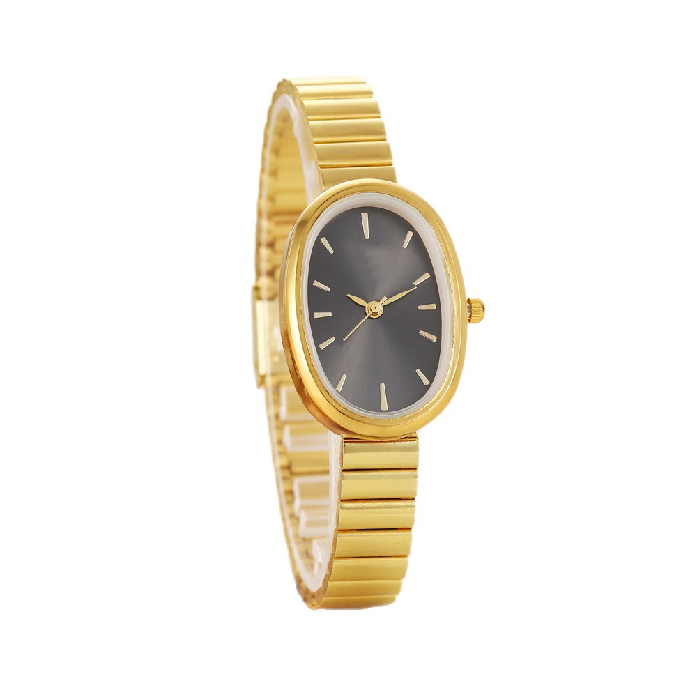 O1CN01b9Ymkp22YyFBxkSoQ_!!2220826347133-0-cib Oval Golden Charm Women Watch- Black Dial - Image 1