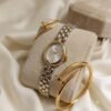 Watch & Stainless‑Steel Handcuff Bracelet with Ring (Cartier-style) product photo 2 | Glossy.pk Pakistan