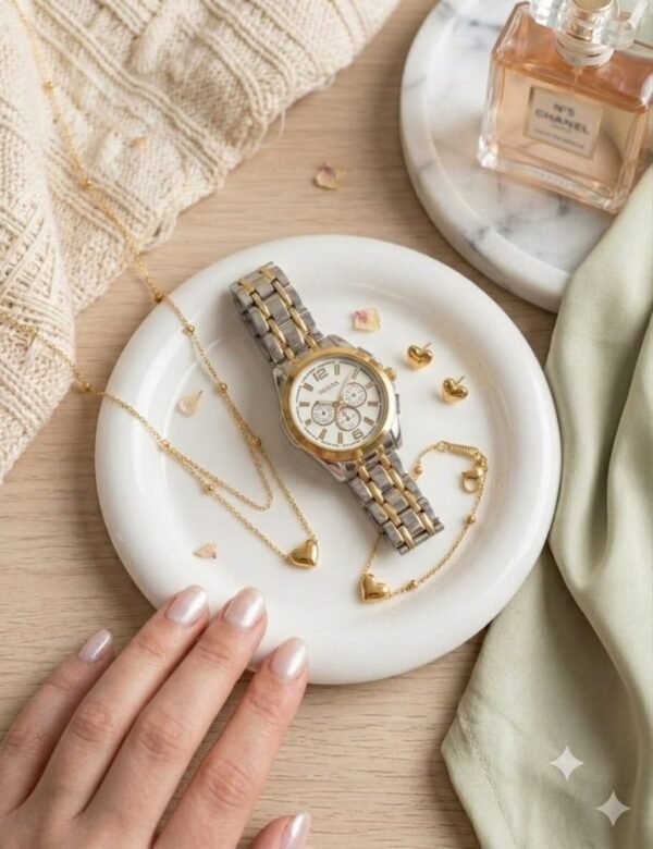 Watch & Heart Bracelet Set — Tarnish-Free product photo 2 | Glossy.pk Pakistan