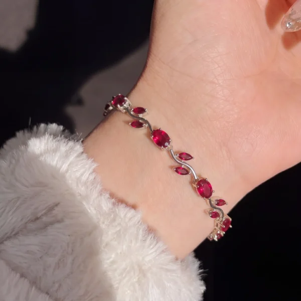 Tulip Bracelet (Red & Silver) — Gold-Plated Detail — jewellery from Glossy.pk, Pakistan