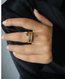 3-Layer Safety Pin Ring — Stainless Steel — jewellery from Glossy.pk, Pakistan