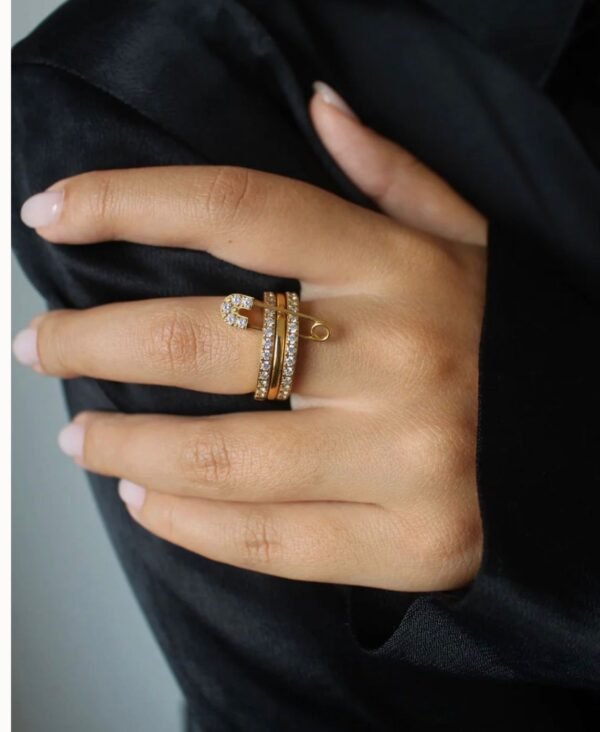 3-Layer Safety Pin Ring — Stainless Steel — jewellery from Glossy.pk, Pakistan