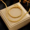 Rope Necklace & Bracelet Combo — Stainless Steel product photo 2 | Glossy.pk Pakistan