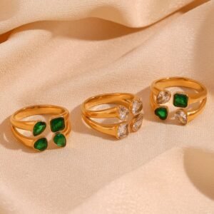4-Stone Heart Ring (White Stones)