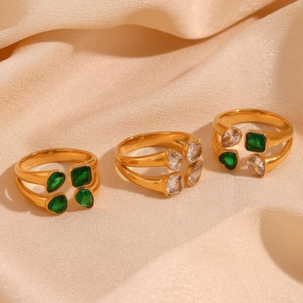 4-Stone Heart Ring (Green Stones) product photo 2 | Glossy.pk Pakistan