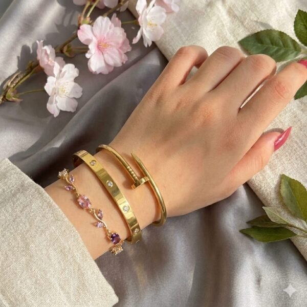 3pc Hand Stack — Tulip & Cartier-Inspired Bangle Set product photo 3 | Glossy.pk Pakistan