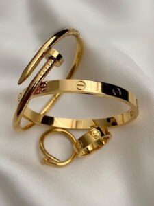 4-Piece Bracelet & Ring Set — Stainless Steel — jewellery from Glossy.pk, Pakistan