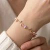 Viral Tulip Pink Crystal Bracelet - Gold-Plated product photo 4 | Glossy.pk Pakistan